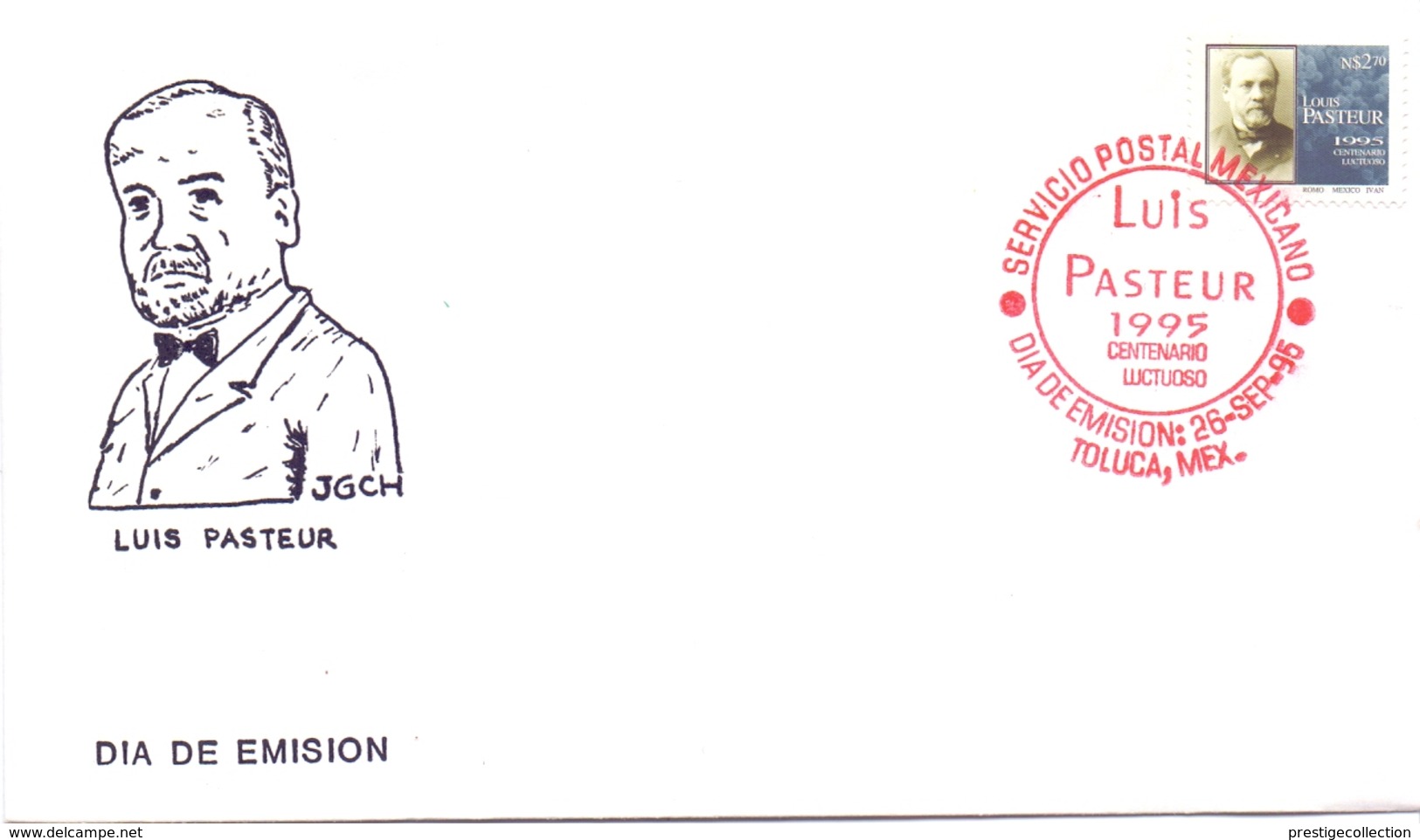 FDC LUIS PASTEUR 1995 MESSICO COVER    (MAGG20377) - Louis Pasteur