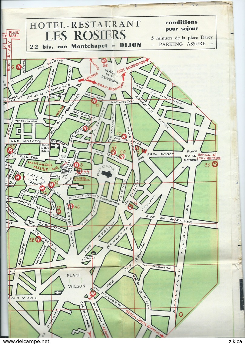 Map - DIJON - Capitale De La Bourgogne / France, - Edition 1968 Plan Du Centre Ville - Autres & Non Classés