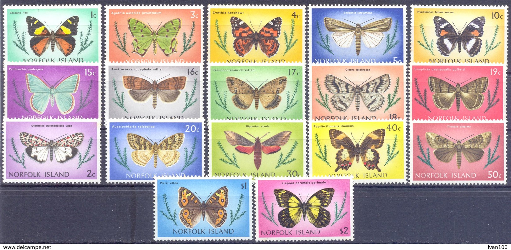 1976. Norfolk Island, Butterflies, 17v, Mint/** - Norfolk Island