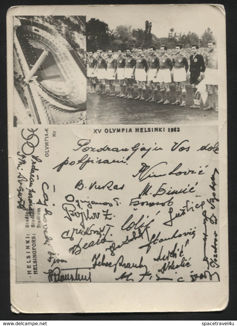 XV OLYMPIA HELSINKI 1952, FOOTBAL - SILVER MEDAL, YUGOSLAVIA  - Vintage REPRINT Photo With Reprint Autographs (LEMI1-02) - Jugoslavia