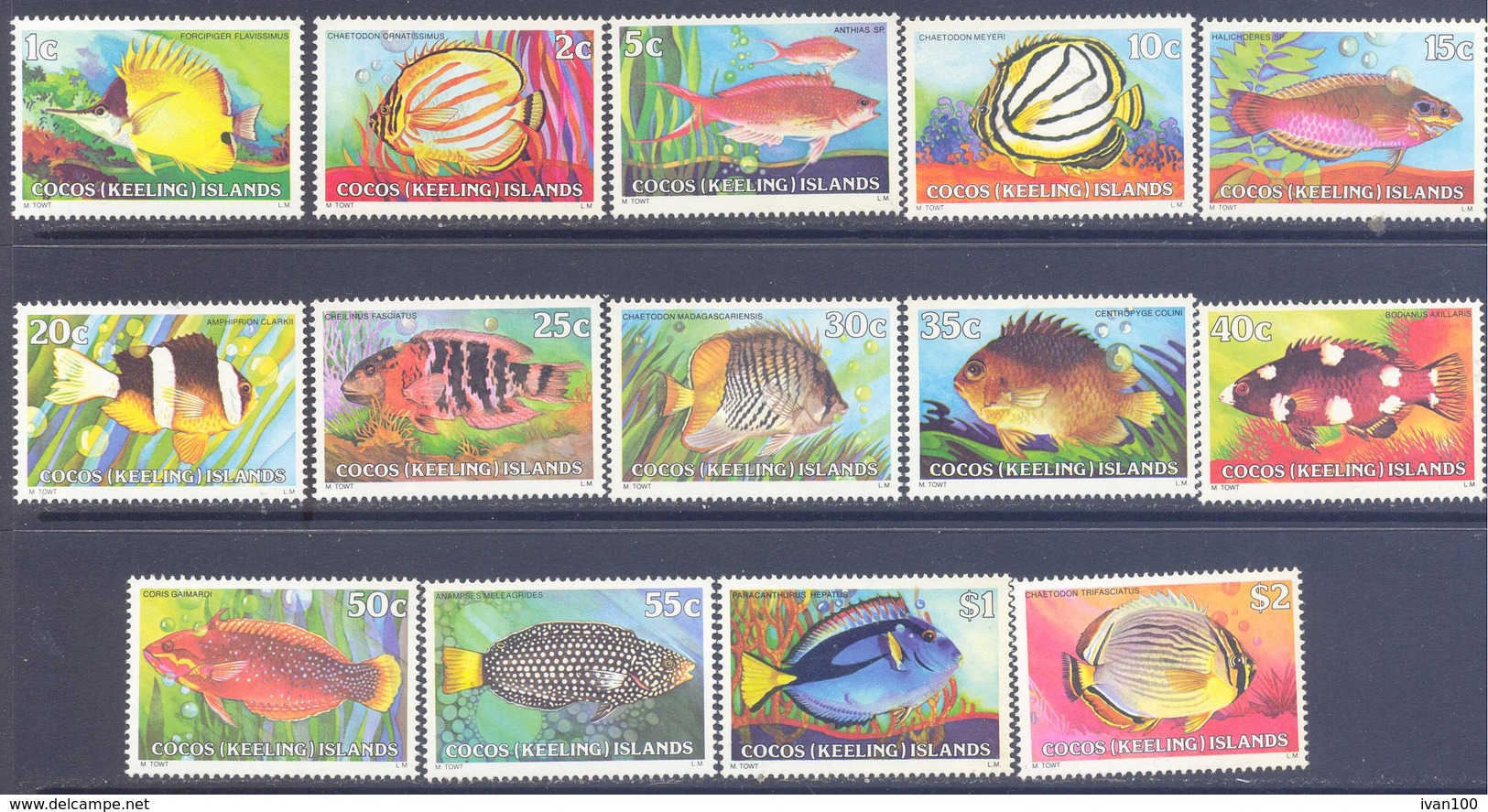 1979. Cocos(Keeling) Islands, Tropical Fishes, 14v, Mint/** - Cocos (Keeling) Islands