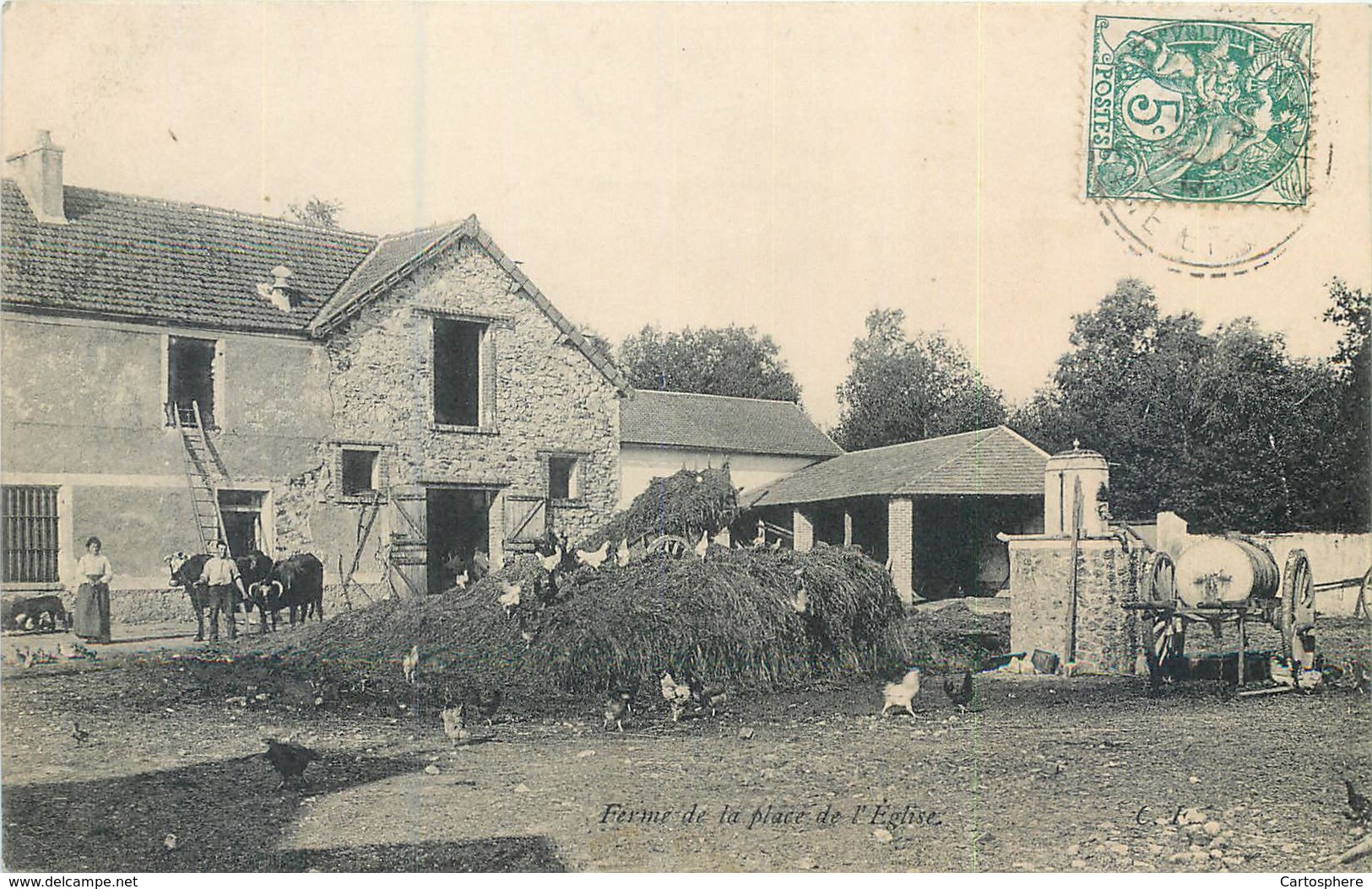 2 CPA 94 Val De Marne Le Plessis Trevise La Ferme De La Place De L'Eglise + Les Vaches - La Queue En Brie