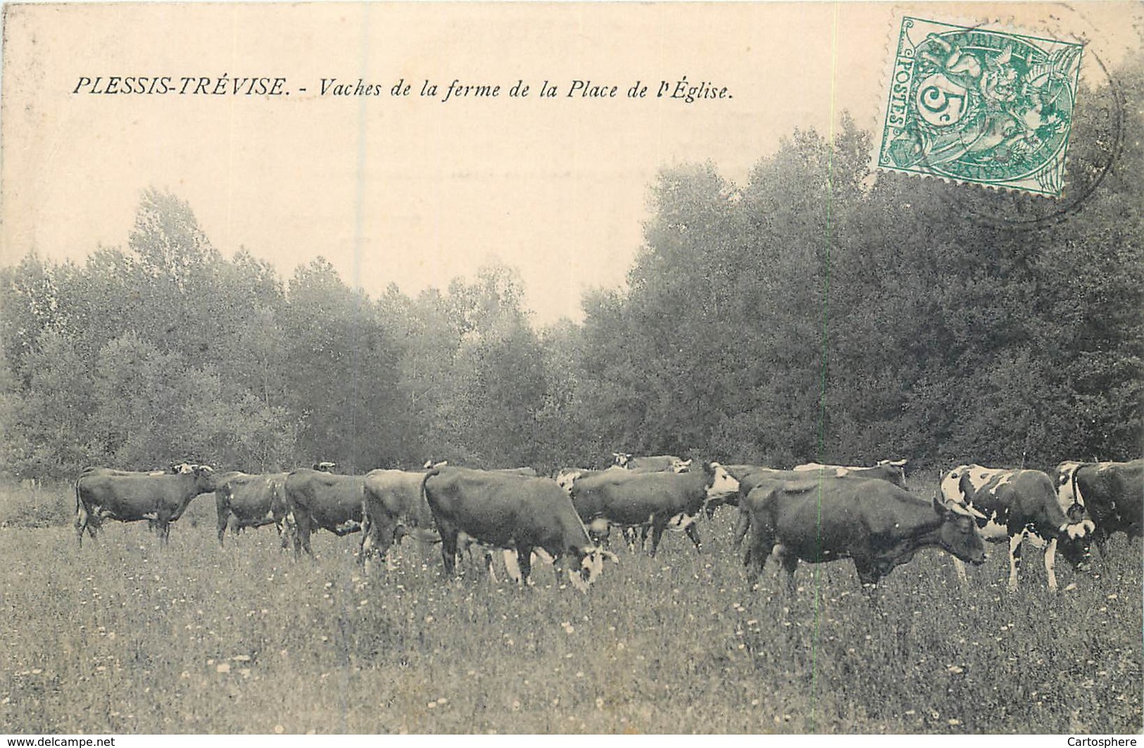 2 CPA 94 Val De Marne Le Plessis Trevise La Ferme De La Place De L'Eglise + Les Vaches - La Queue En Brie