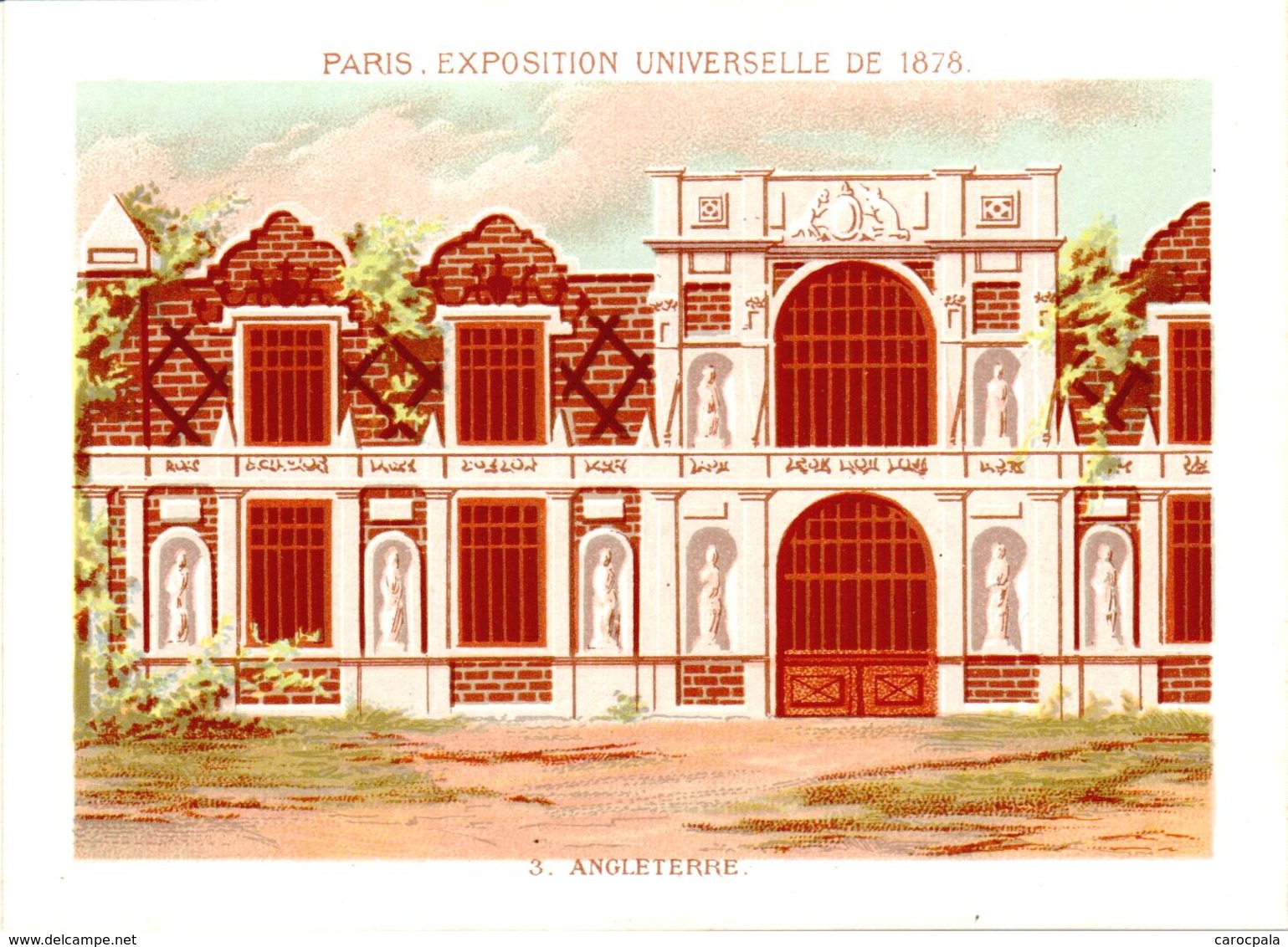 2 Chromos Exposition Universelle Paris 1878 : Pavillon Angleterre Et Palais Du Champ De Mars - Other & Unclassified