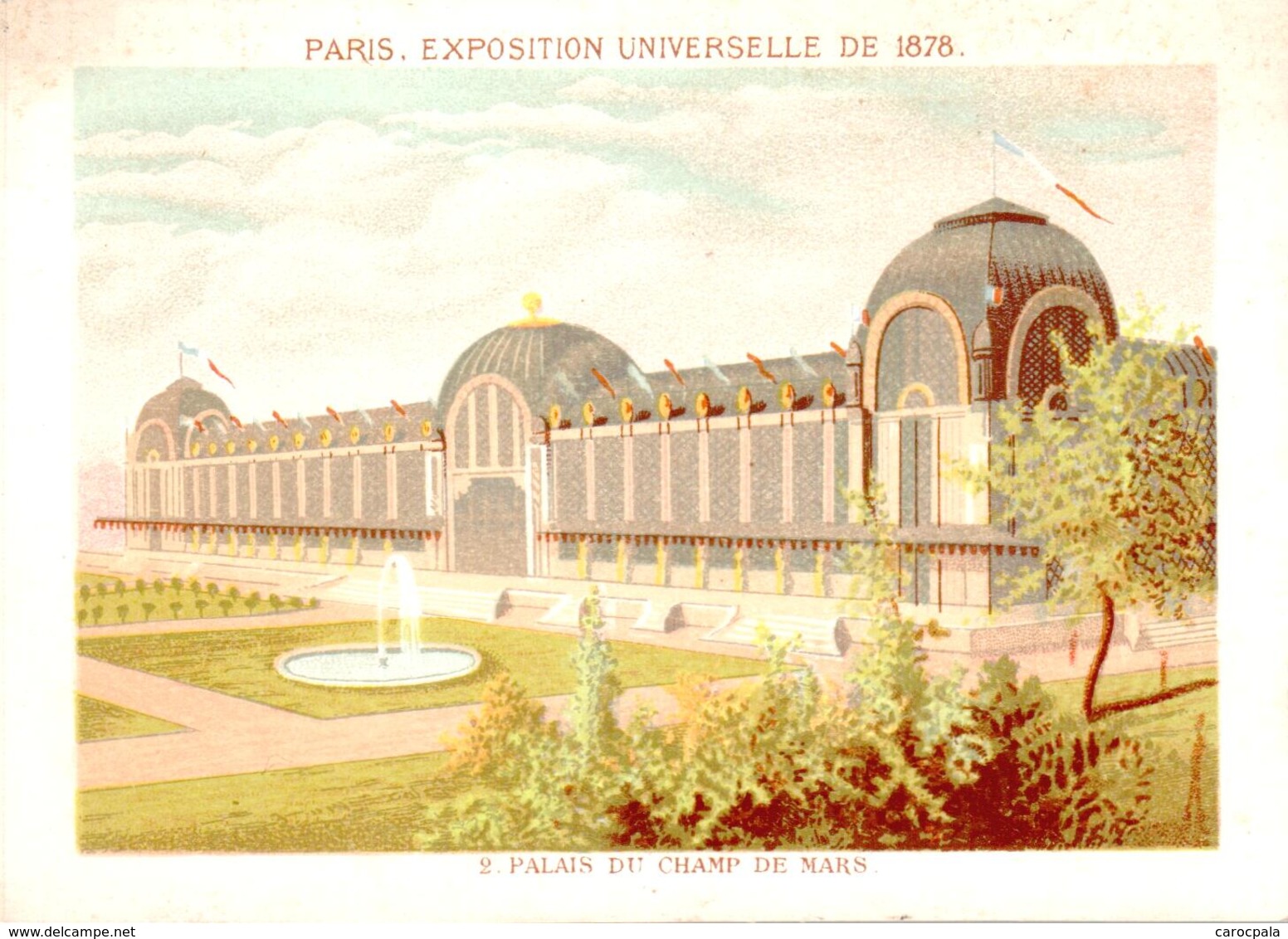 2 Chromos Exposition Universelle Paris 1878 : Pavillon Angleterre Et Palais Du Champ De Mars - Other & Unclassified