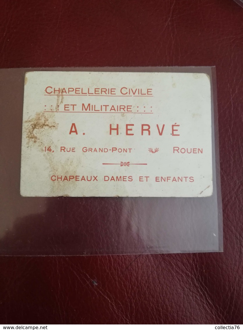 CHROMO HERVE ROUEN CHAPELLERIE CIVILE MILITAIRE  6 X 9 CM - Other & Unclassified