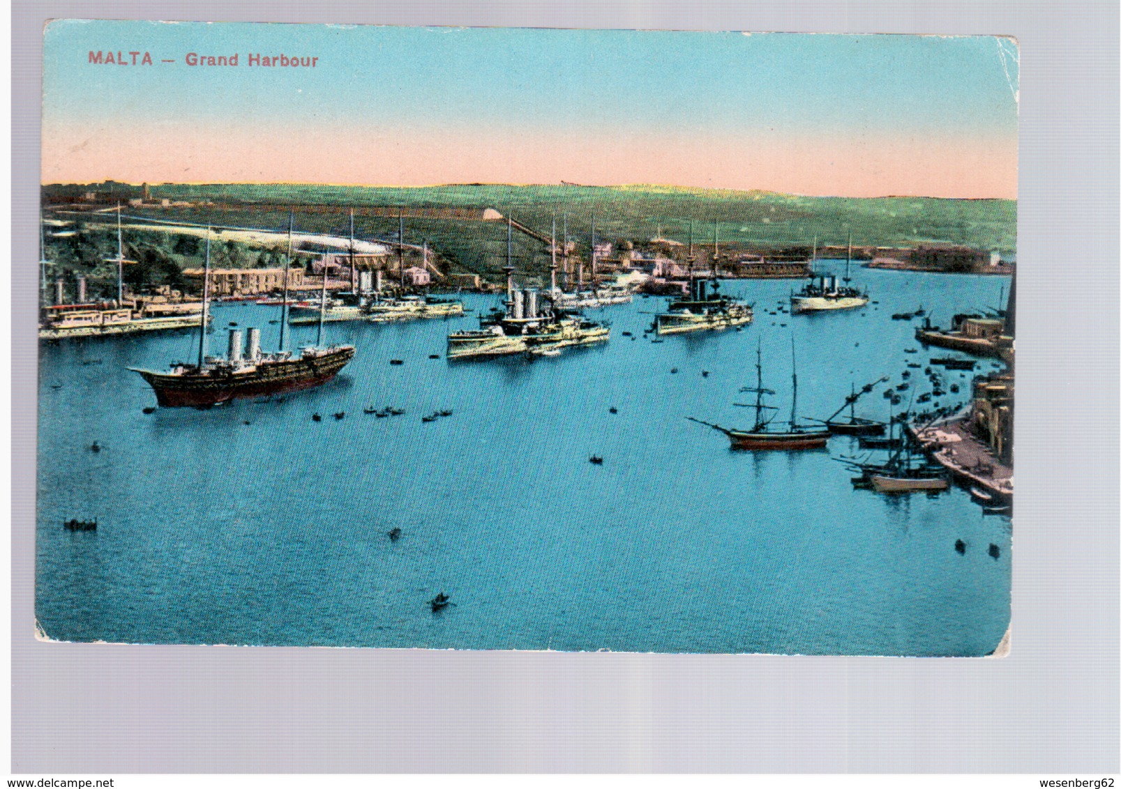 MALTA Grand Harbour Ca 1915 Old Postcard - Malta