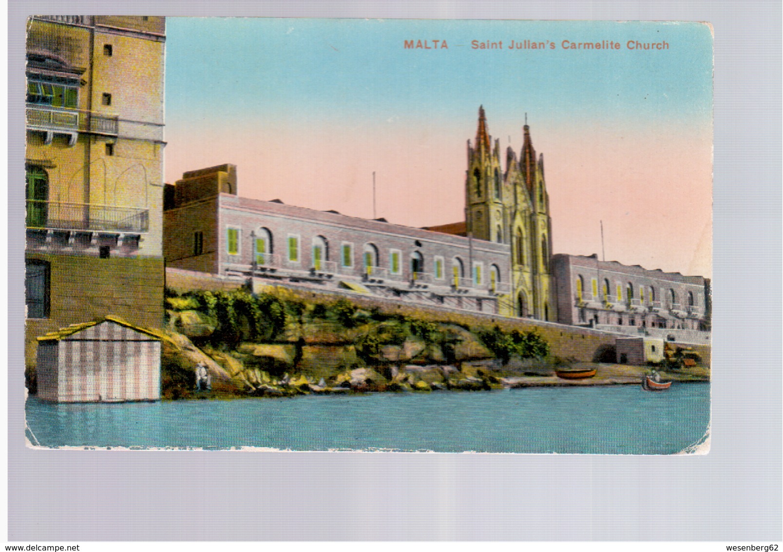 MALTA St Julians Carmelite Church Ca 1915 Old Postcard - Malta