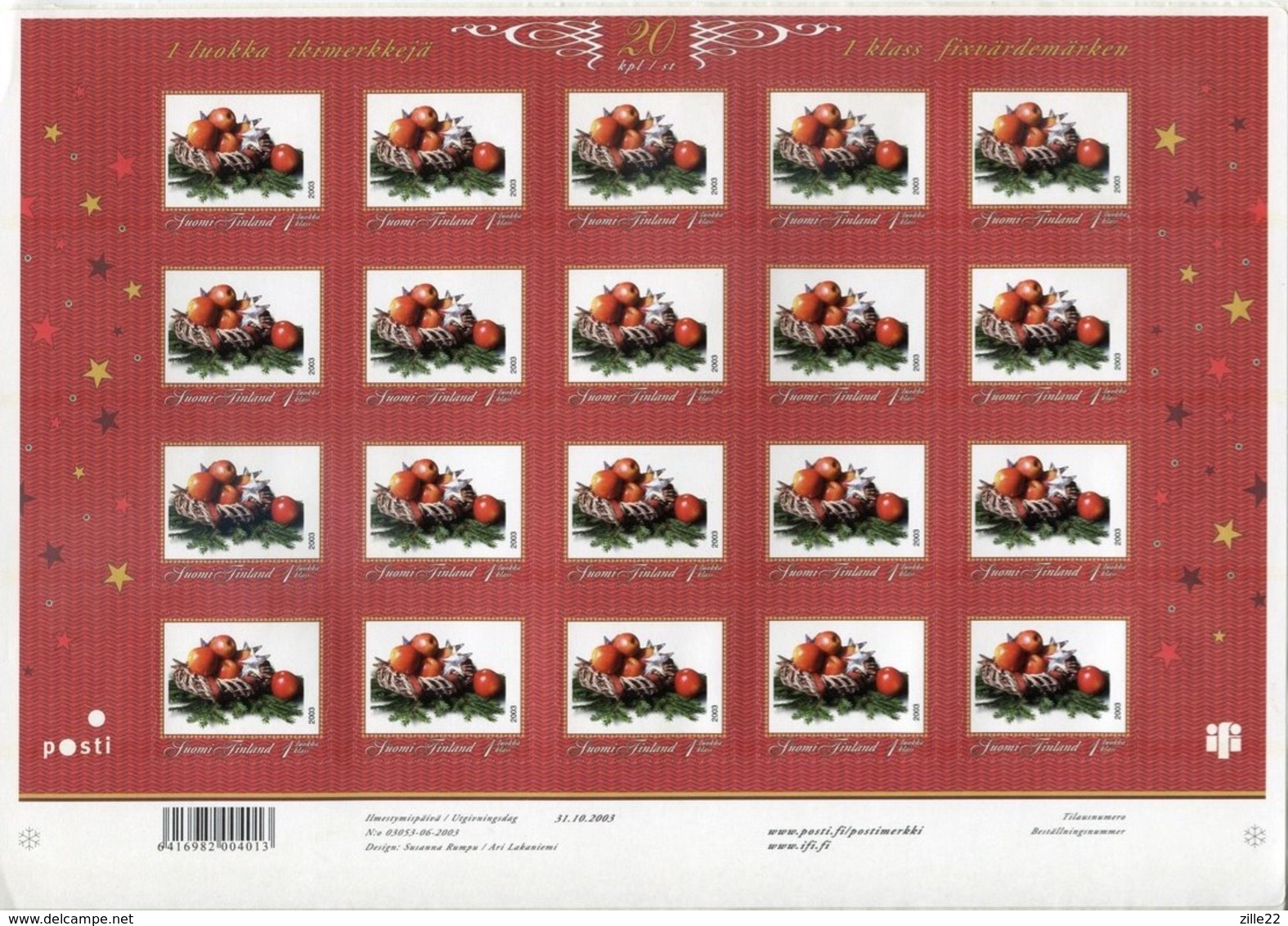 Finnland Mi# 1678 Bogen Postfrisch/MNH - Christmas - Unused Stamps