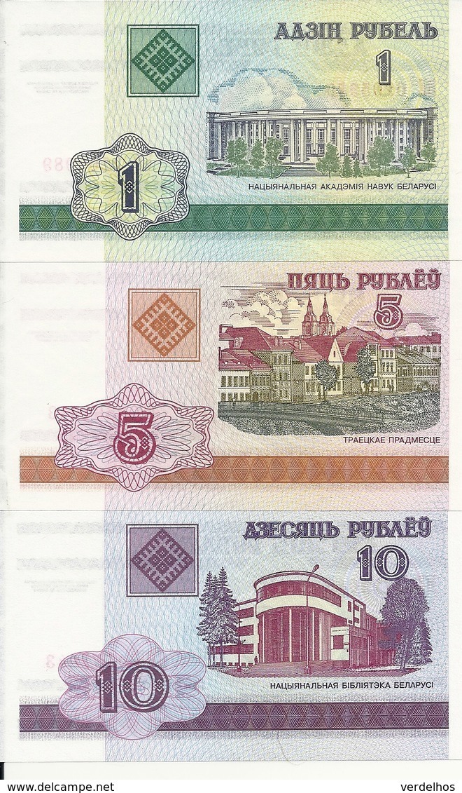 BIELORUSSIE 1-5-10 RUBLE 2000 UNC P 21-22-23 ( 3 Billets ) - Belarus