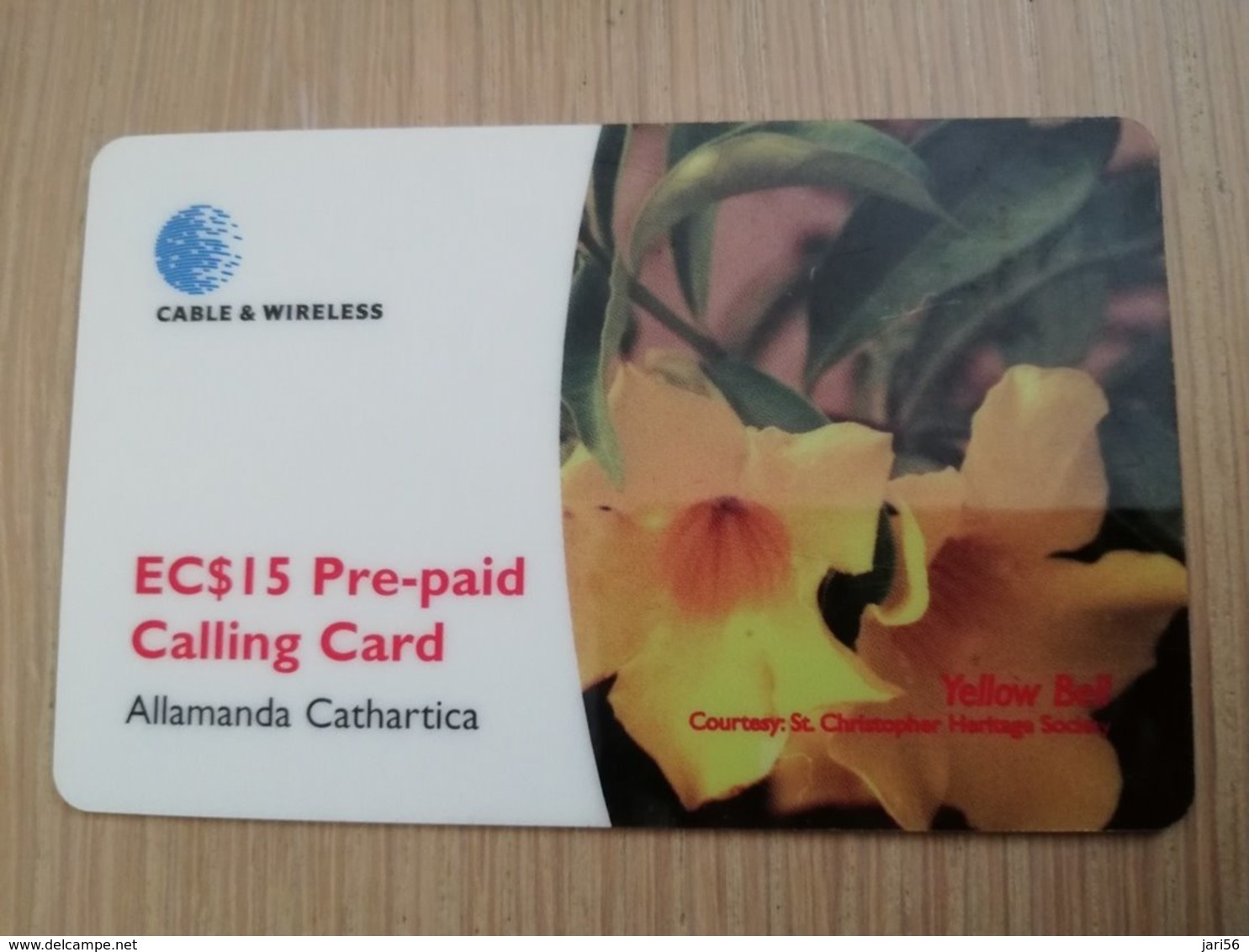 ST KITTS & NEVIS  $15,- ALLAMANDA CATHARTICA YELLOW BELL   SKB -32   Prepaid     Fine Used Card  ** 2112** - St. Kitts & Nevis