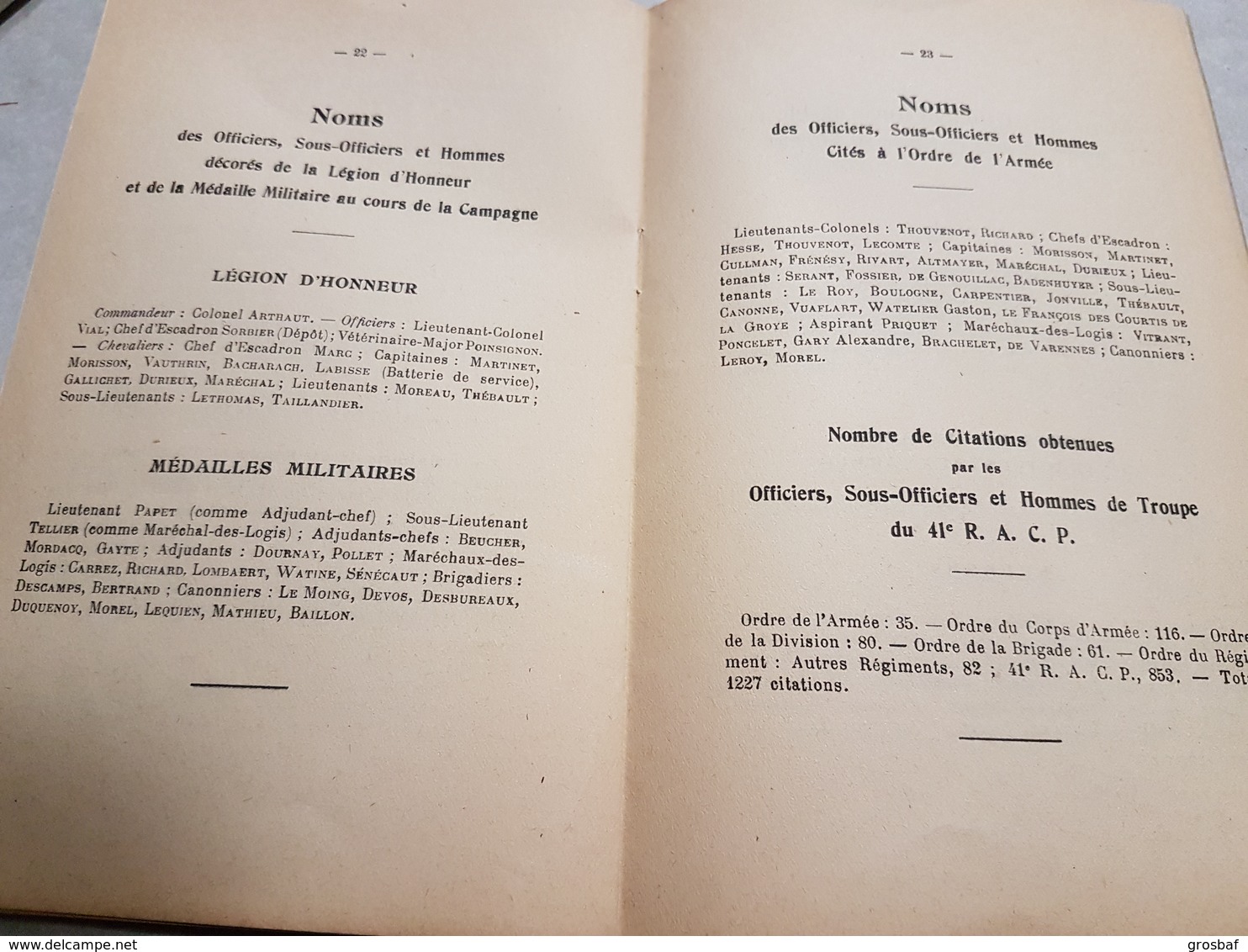 Historique Du 41 E Régiment D' Artillerie De Campagne Portée 1914 1918 (RACP) - Andere & Zonder Classificatie