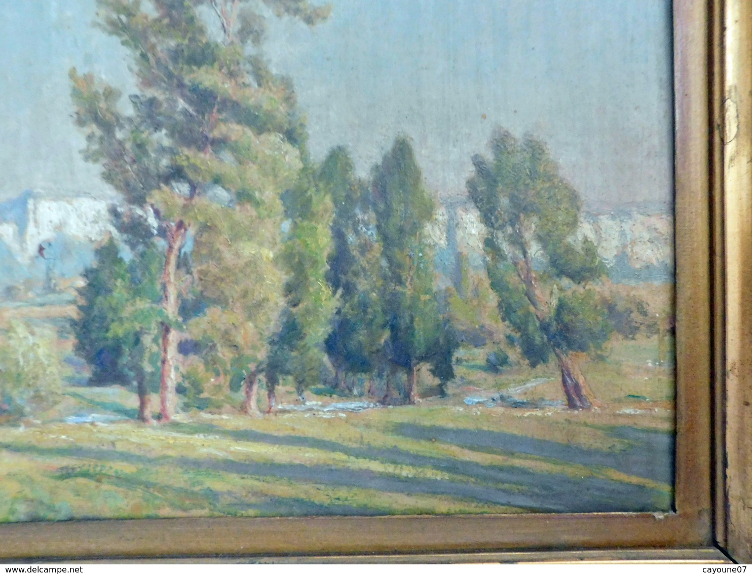 L. CABAUSSEL (1885-1956) huile marouflée sur carton " Falaises au printemps "