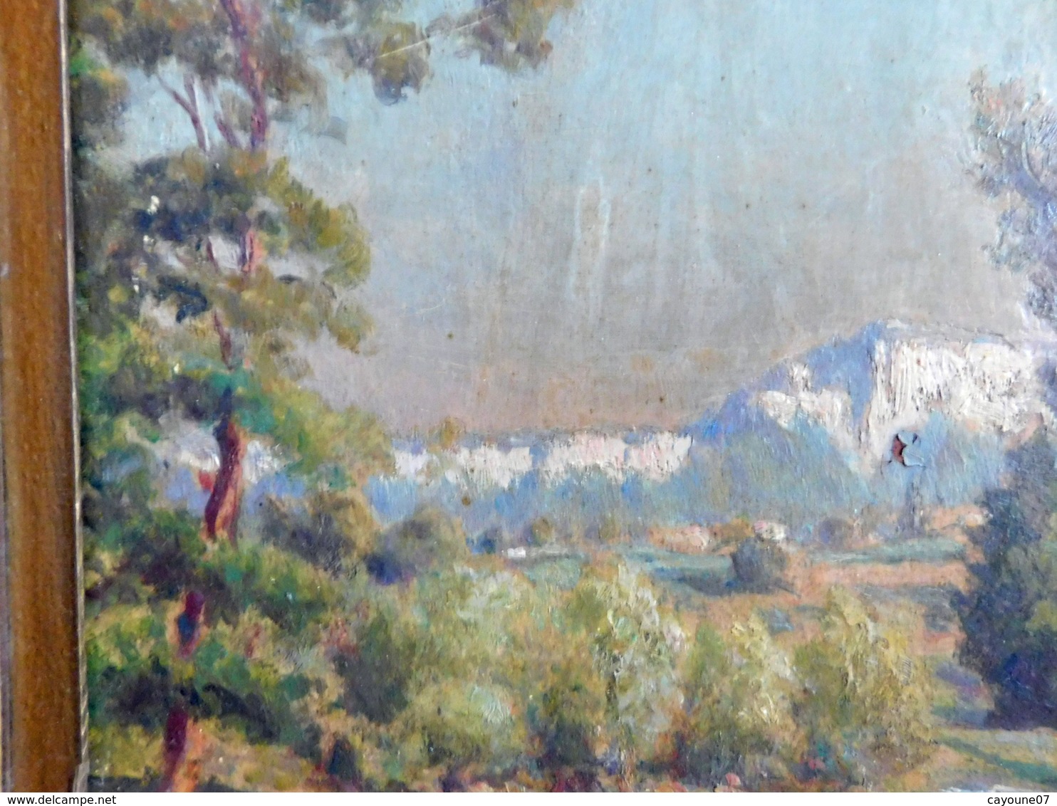 L. CABAUSSEL (1885-1956) huile marouflée sur carton " Falaises au printemps "