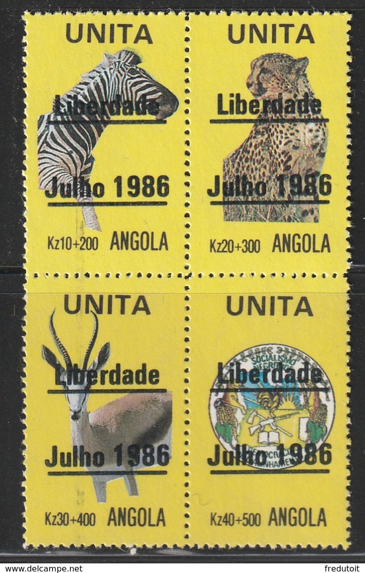 ANGOLA - UNITA  Surcharge : Liberdade Julho 1986 - Animaux - - Angola