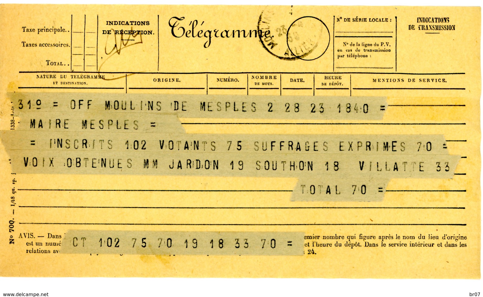 ALLIER MOULINS 1939/1945 12X TELEGRAMMES SCANS INDIVIDUELS