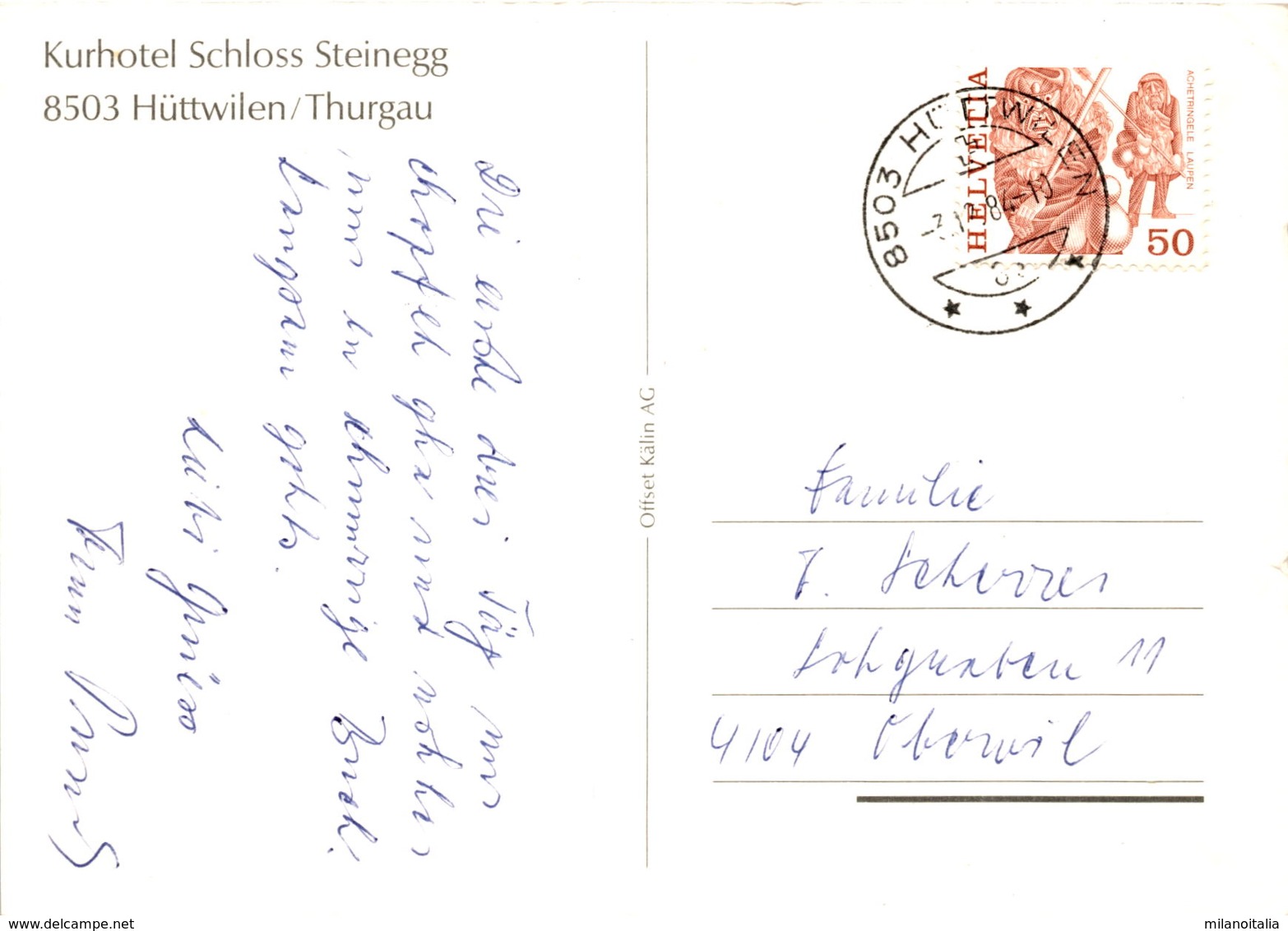 Kurhotel Schloss Steinegg - Hüttwilen / Thurgau * 3. 12. 1984 - Hüttwilen