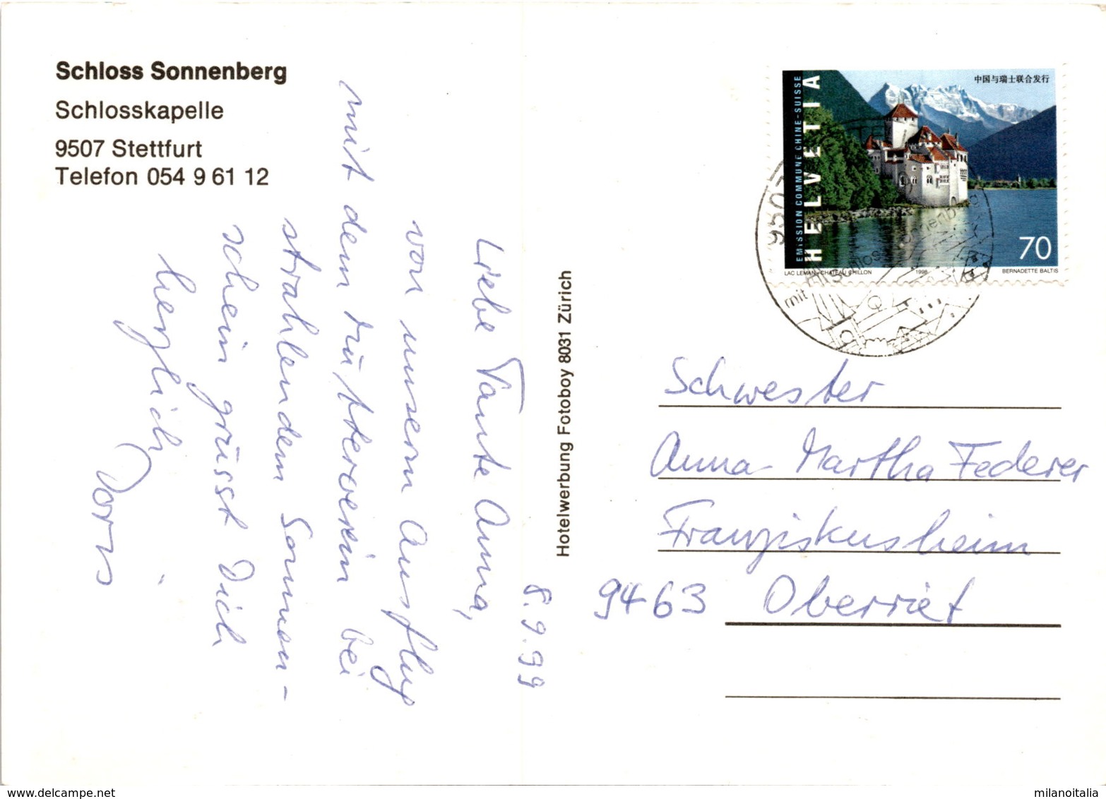 Schloss Sonnenberg - Schlosskapelle, Stettfurt TG * 9. 9. 1999 - Stettfurt