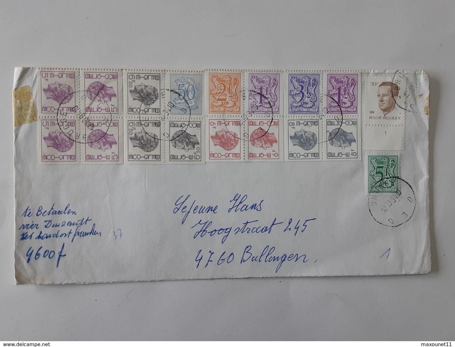 Enveloppe Avec Blocs De Timbres Multiples Envoyée De Brugge Vers Bullingen ... Lot110 . - Cartas & Documentos