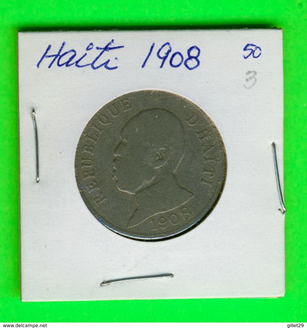 MONNAIES, HAITI - 1908 - 50 CENTIMES - - Haiti