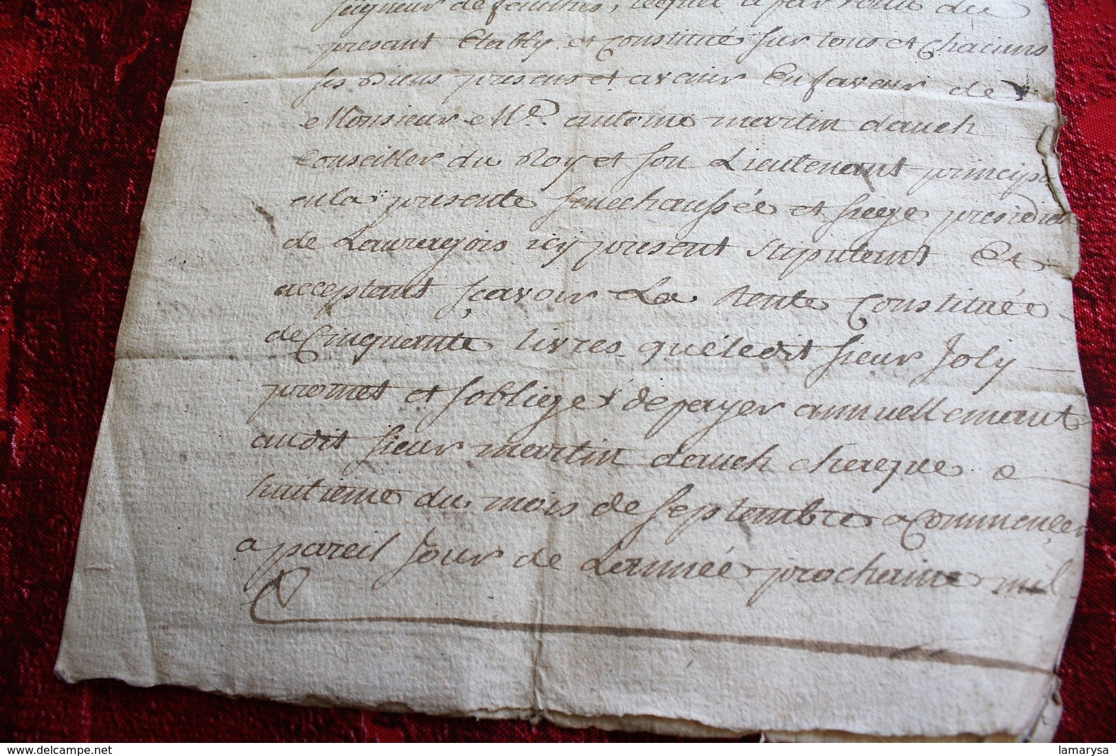 1745 MANUSCRIT DE CASTELNAUDARY CACHETS DE TOULOUSE CONSTITUTION DE RENTE SIGNÉE LURBIN-LOUIS JOLY DE MONCHERY - Manuscrits