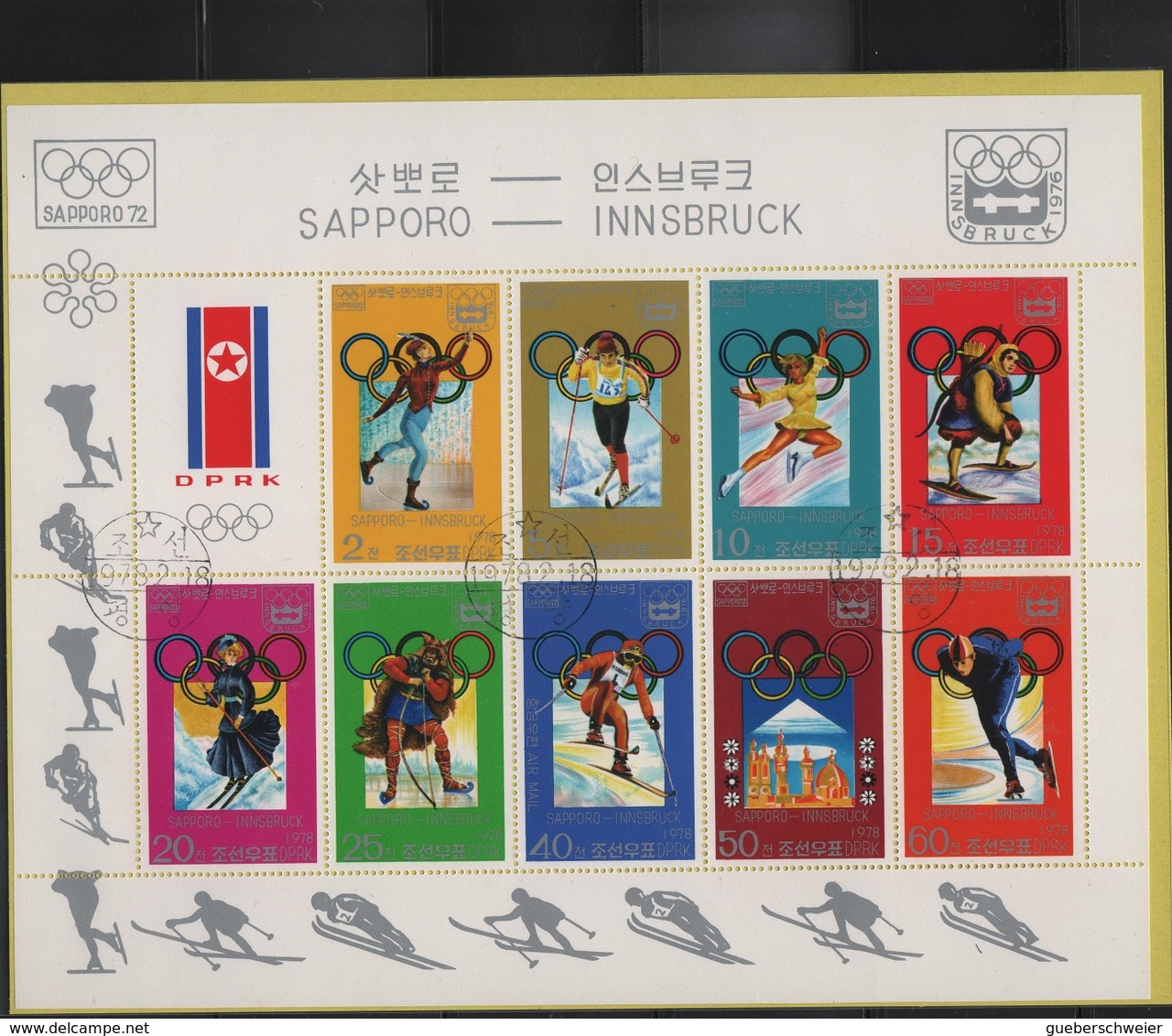 JO72-H/L10 - COREE DU NORD  Bloc-feuillet Obl. Jeux Olympiques D'Hiver Sapporo 1972 - Korea (Noord)