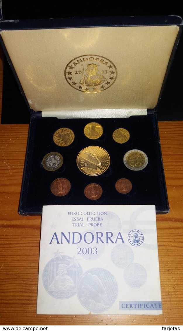 JUEGO COMPLETO 9 MONEDAS DE PRUEBA DE EUROS DE ANDORRA FABRICADAS POR LA INA, SOLO 14000 UNIDADES - Andorra