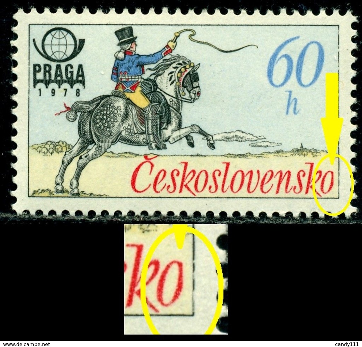 Czechoslovakia 1977 Historical Post Uniforms,Horse,French Rider,M.2377,MNH,ERROR - Plaatfouten En Curiosa