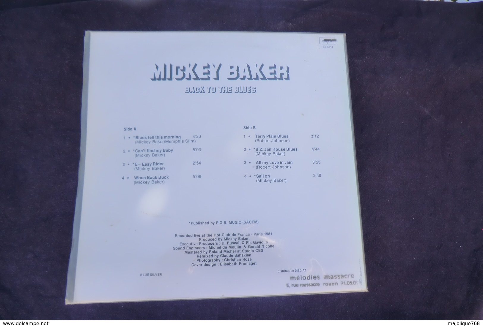 Disque De Mickey Baker - Back To The Blues - Blue Silver BS 3011 - 1981 France - Sans Livret Et Sans Tablatures - - Blues