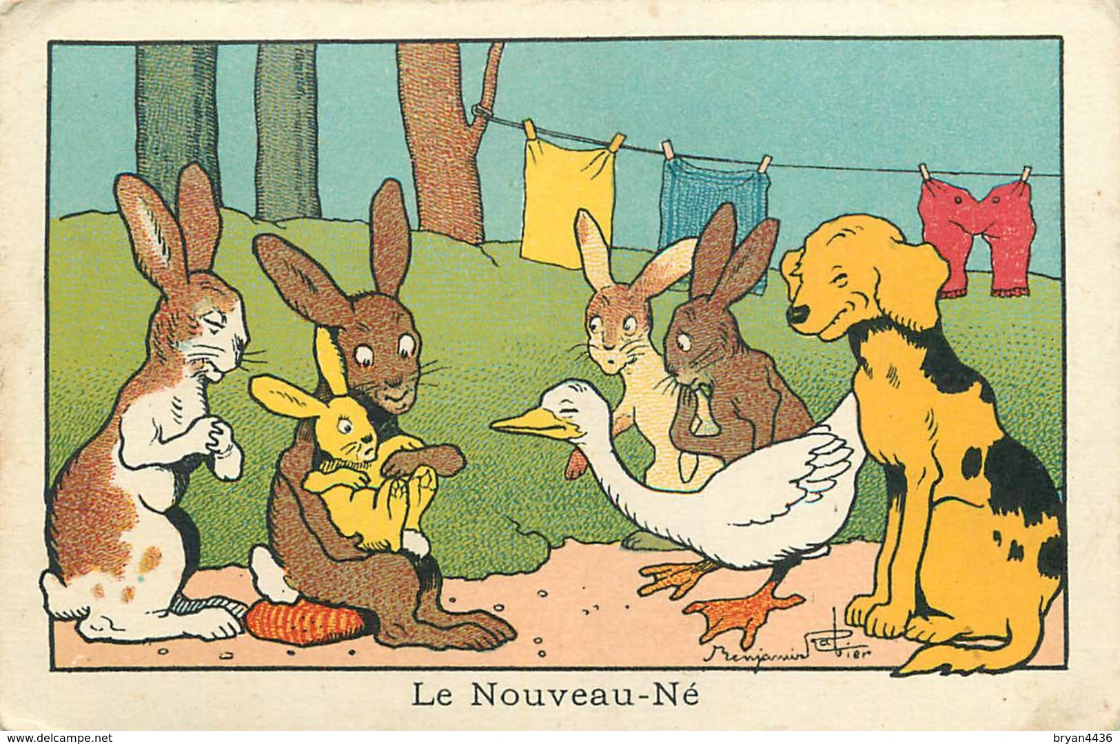 BENJAMIN RABIER ILLUSTRATEUR - "LE NOUVEAU NE" - CHROMO ANCIEN - Format (7 X 10,5 Cm) - Rabier, B.