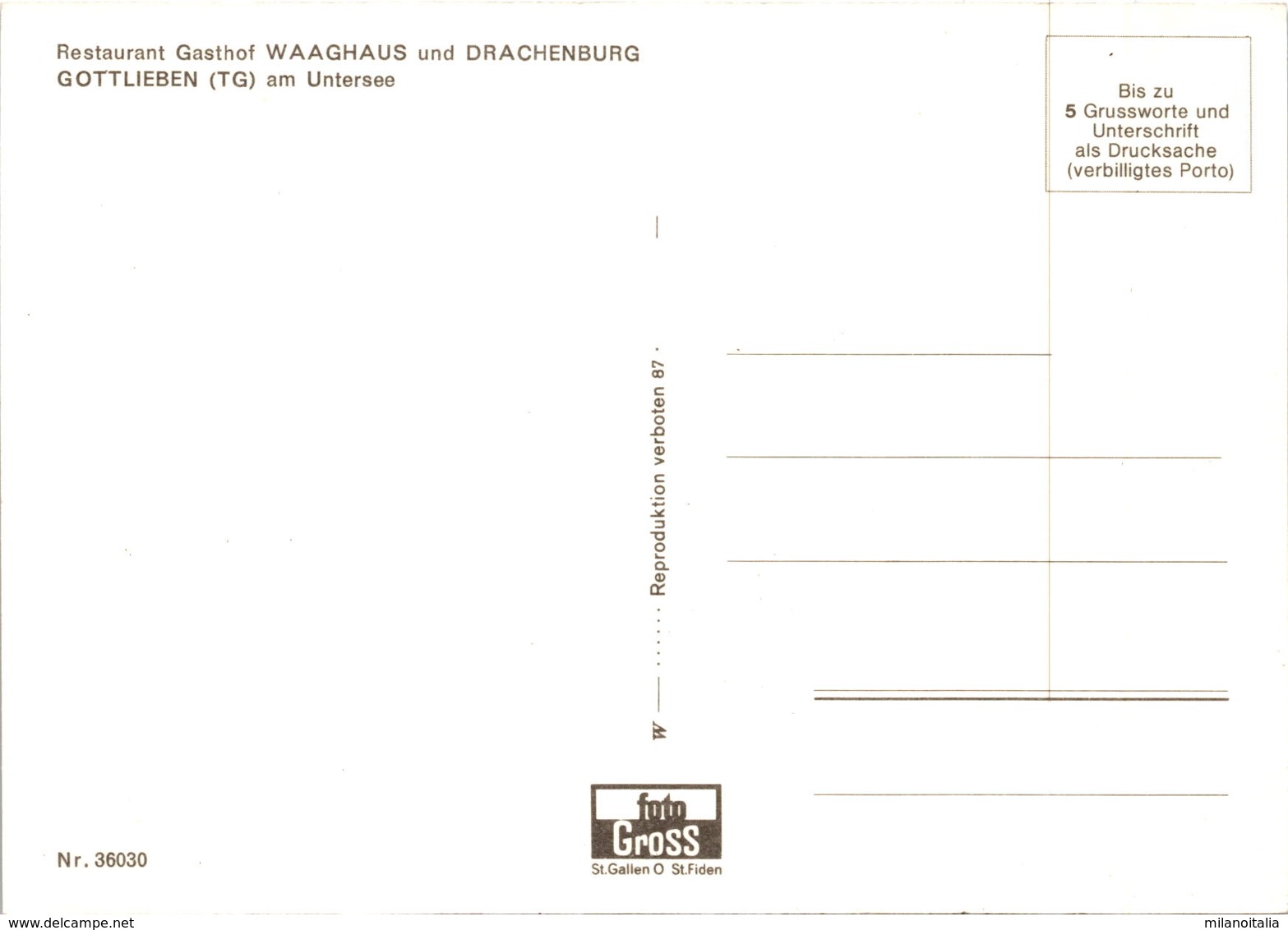 Restaurant Gasthaus Waaghaus Und Drachenburg - Gottlieben (TG) Am Untersee (36030) - Gottlieben