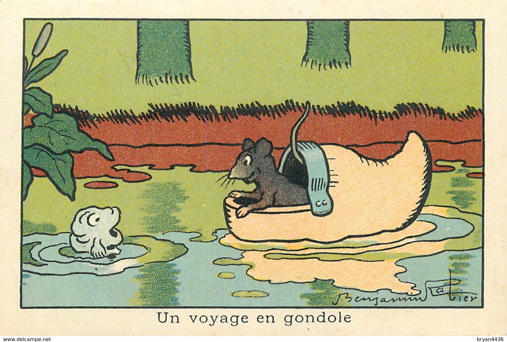 BENJAMIN RABIER ILLUSTRATEUR - "UN VOYAGE EN GONDOLE" - CHROMO ANCIEN - Format (7 X 10,5 Cm) - Rabier, B.