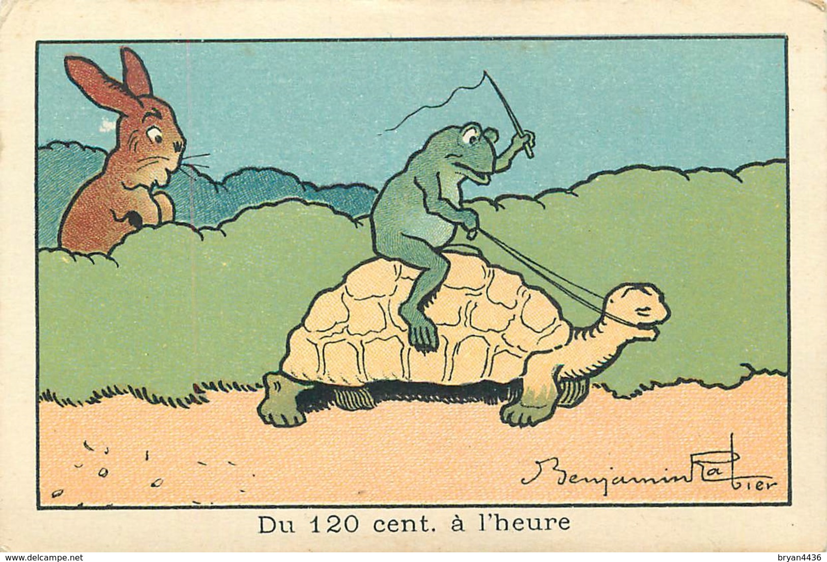 BENJAMIN RABIER ILLUSTRATEUR - "DU 120 CENT à L'HEURE" - CHROMO ANCIEN - Format (7 X 10,5 Cm) - Rabier, B.