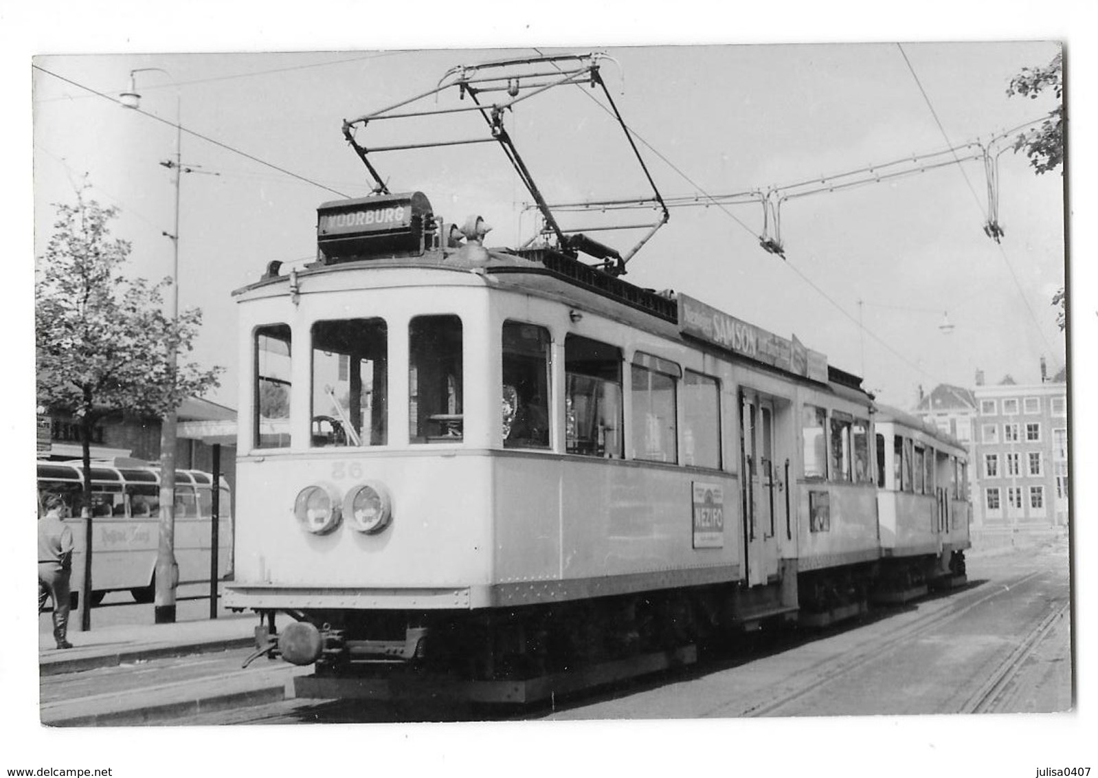 Ligne DELFT VOORBURG (Pays Bas) Photographie Tramway électrique NZH Beau Plan Vers 1950 - Delft