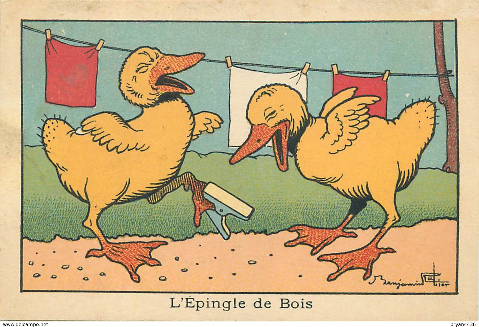 BENJAMIN RABIER ILLUSTRATEUR - "L'EPINGLE DE BOIS" - CHROMO ANCIEN - Format (7 X 10,5 Cm) - Rabier, B.