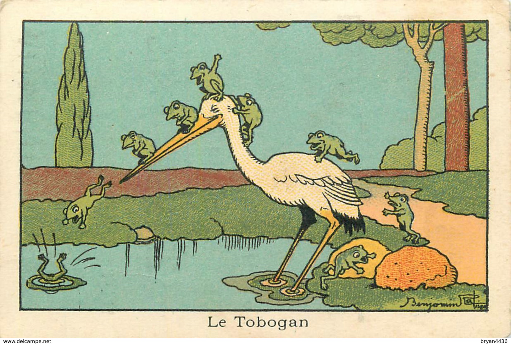 BENJAMIN RABIER ILLUSTRATEUR - " LE TOBOGAN" - CHROMO ANCIEN - Format (7 X 10,5 Cm) - Rabier, B.