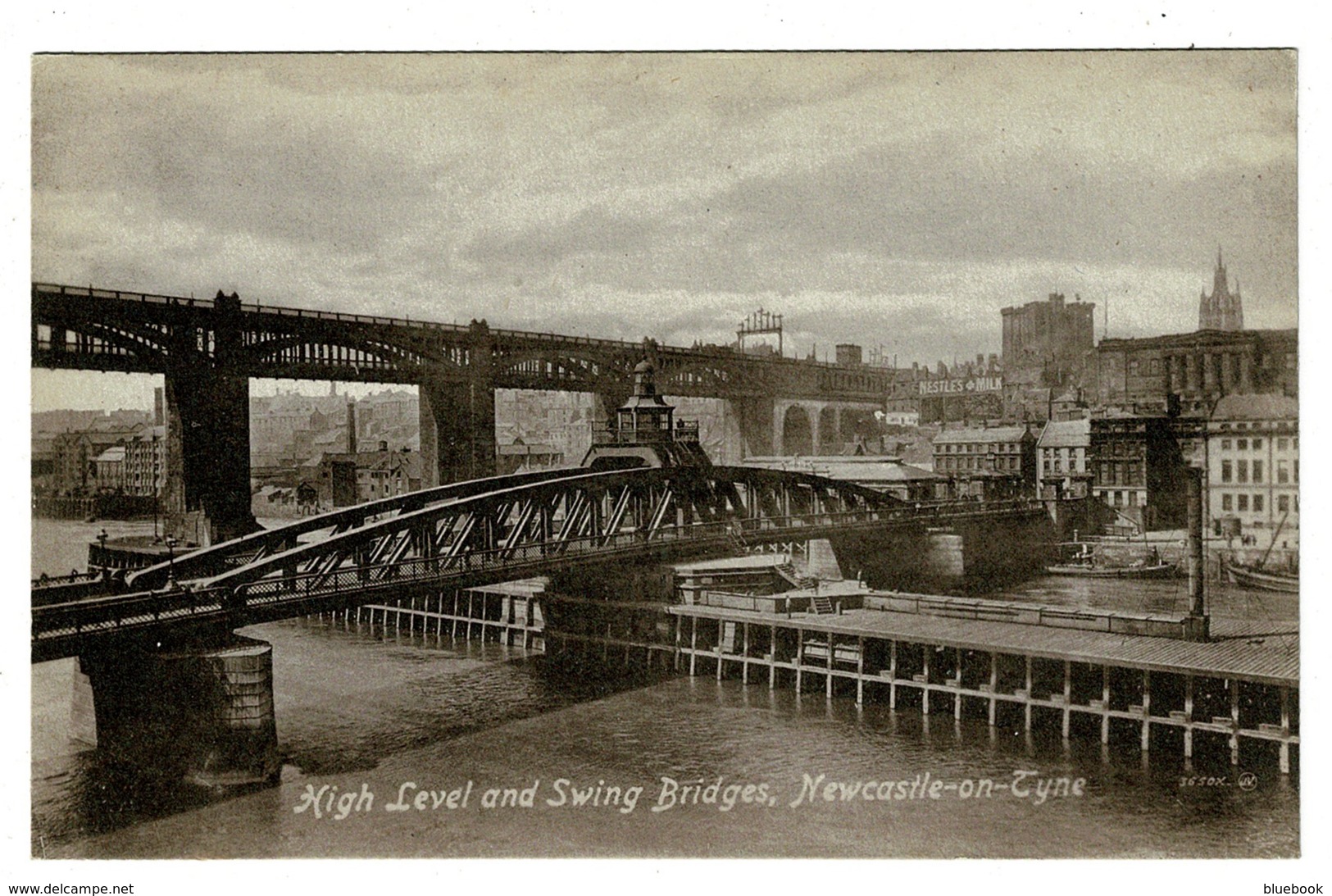 Ref 1363 - 1916 WWI Postcard - High Level & Swing Bridges - Newcastle On Tyne- Northumberland - Newcastle-upon-Tyne