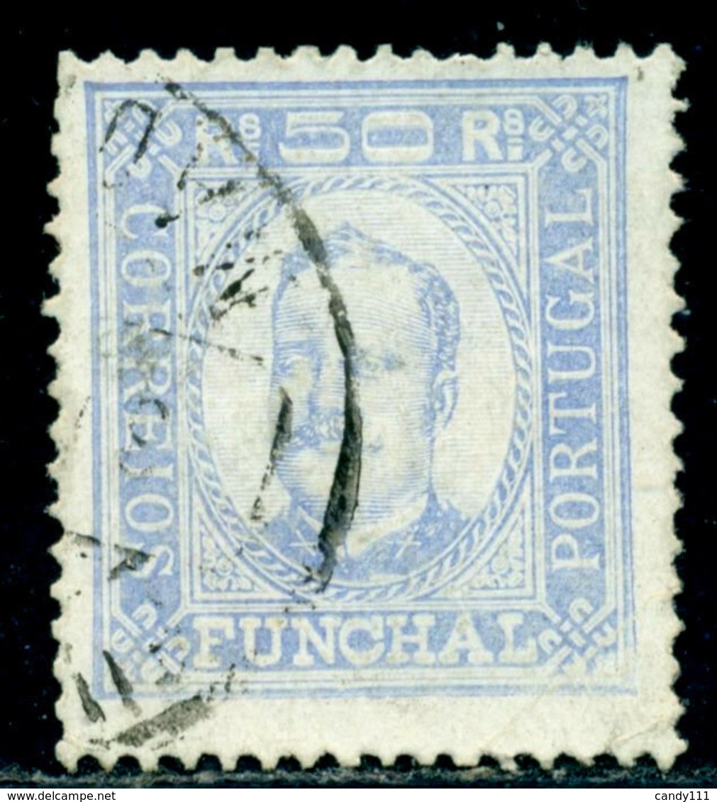 1892 King Carlos I,Definitives,Portugal,Funchal,Mi.6 YD, Perf.13.5, 50R,VFU - Funchal