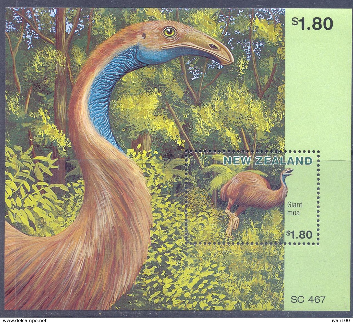 1996. New Zealand, Bird, Giant Moa, S/s, Mint/** - Unused Stamps