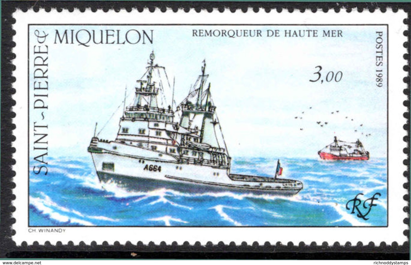 St Pierre Et Miquelon 1989 La Malabar Ocean Going Tug Unmounted Mint. - Unused Stamps