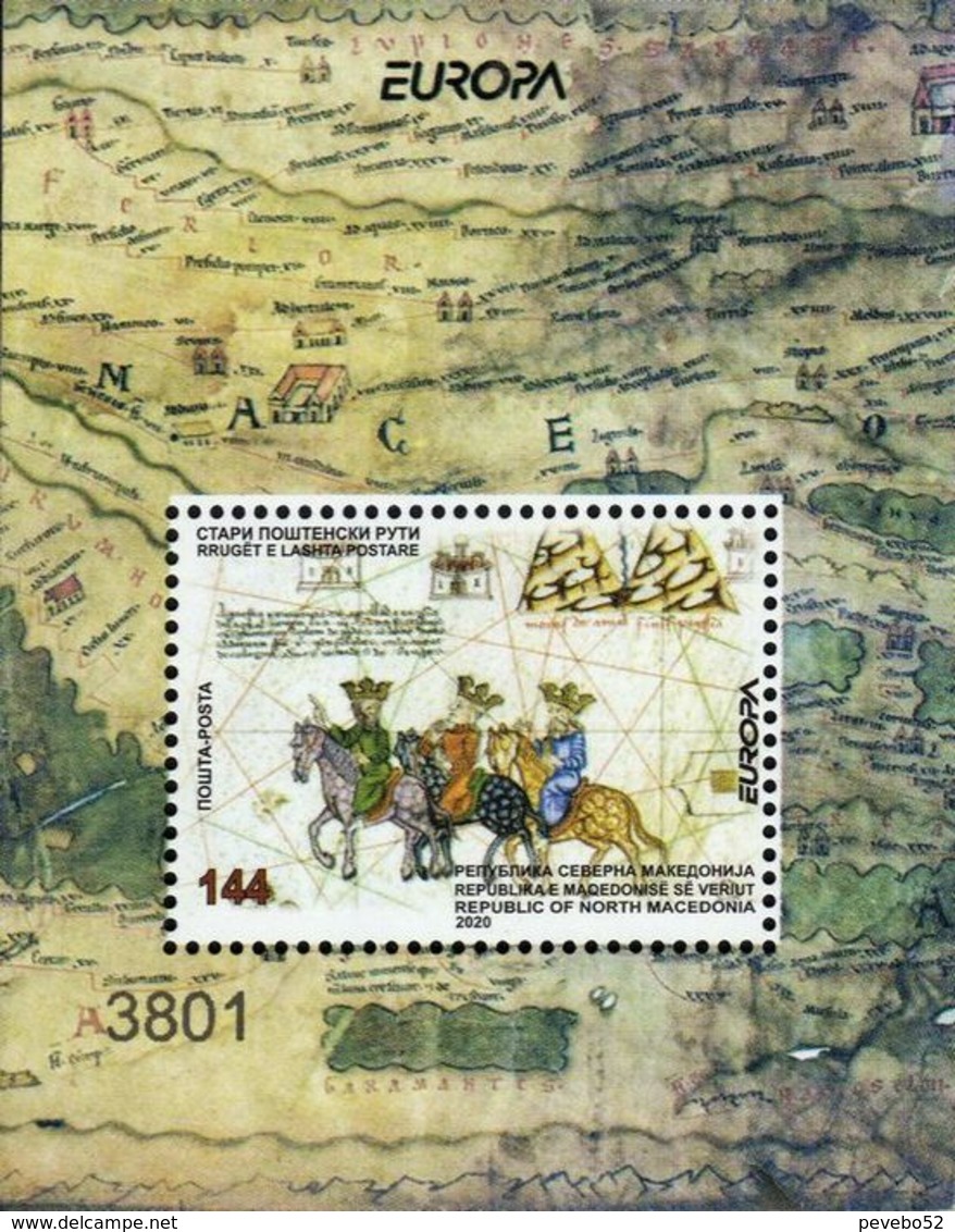 MACEDONIA NORTH 2020 EUROPA - ANCIENT POSTAL ROUTES MS MNH - Nordmazedonien