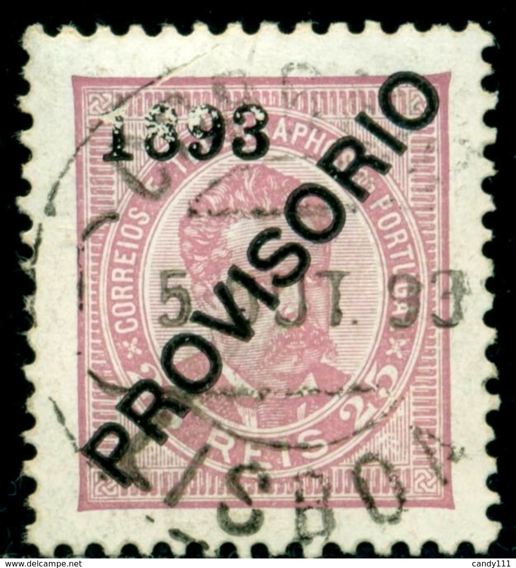 1893 King Carlos I,Definitives,PROVISORIO,Portugal,Mi.90 , 25R ,VFU - Usado