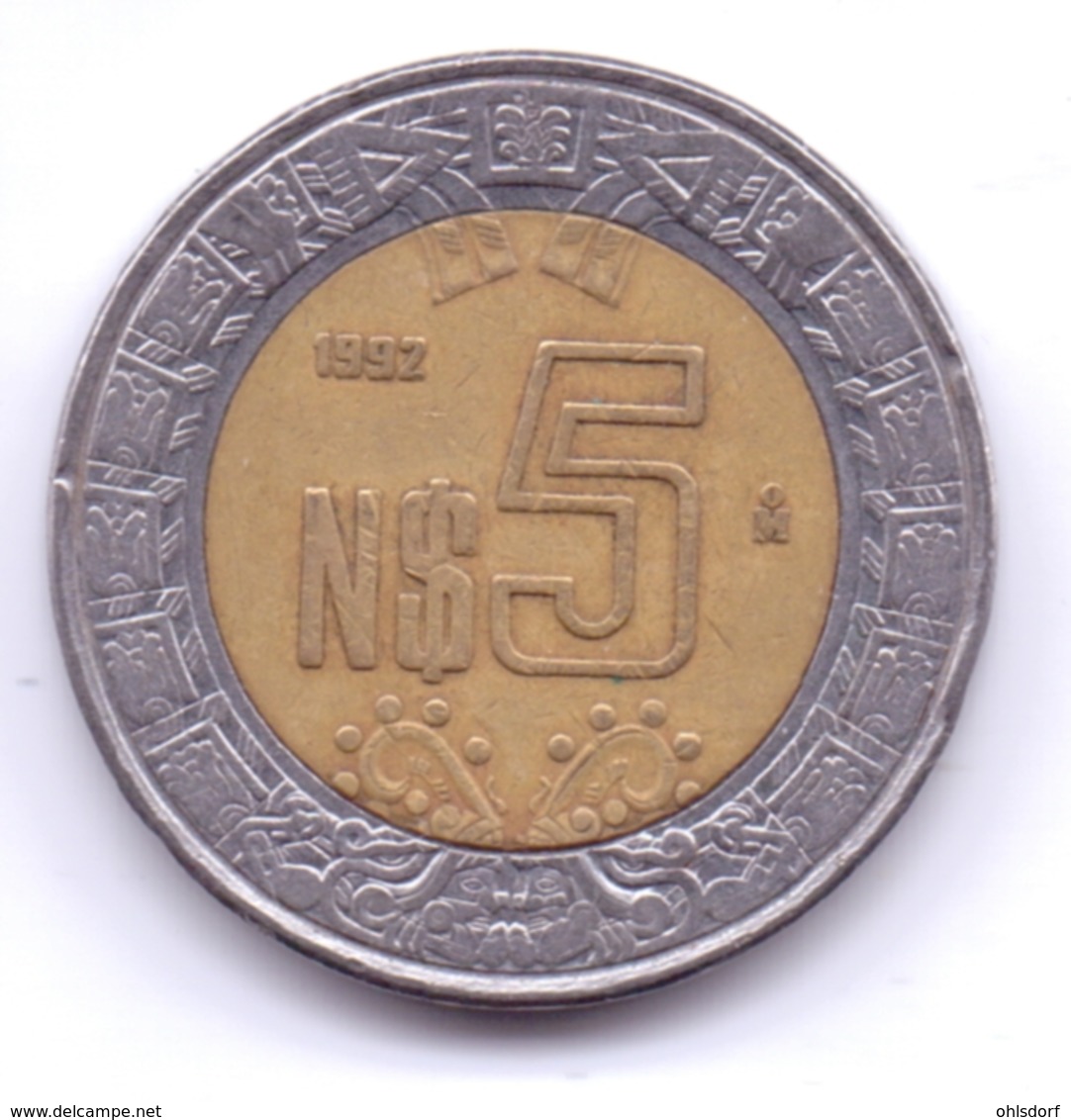 MEXICO 1992: 5 Nuevos Pesos, KM 552 - Mexico