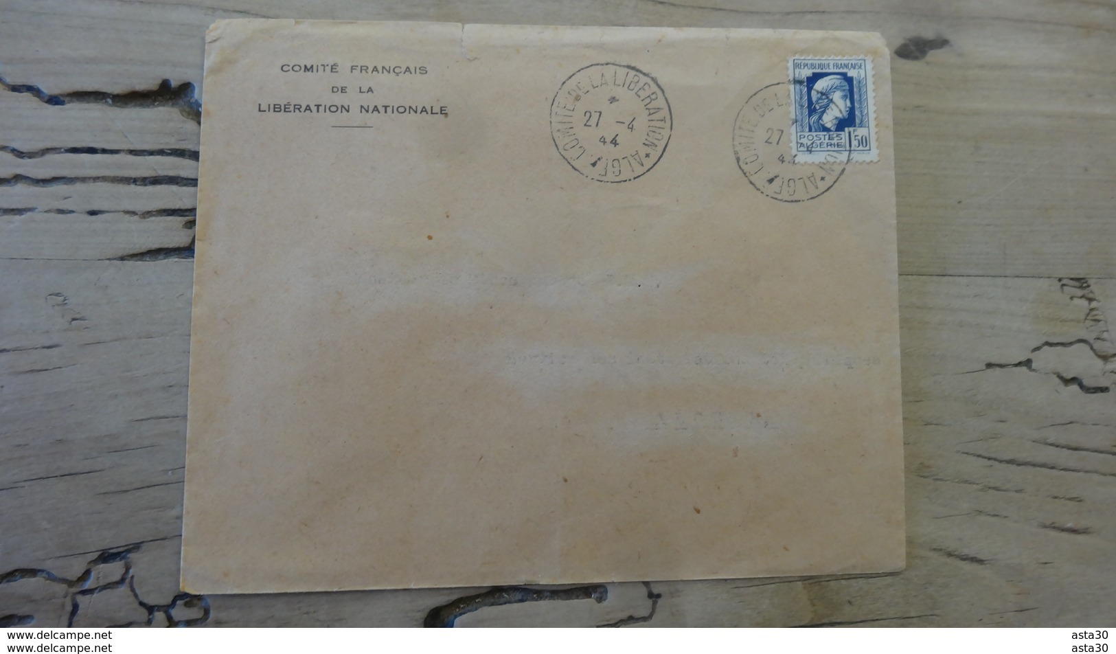 ALGERIE : Enveloppe , Comité De La Libération, Alger 27/4/1944 - Covers & Documents