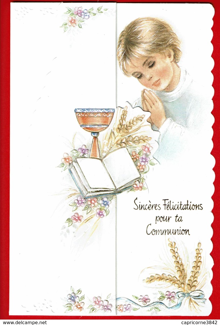 Carte "Sincères Félicitations Pour Ta Communion" (Carte 17,5 X 11,5 Cm) - Kommunion Und Konfirmazion