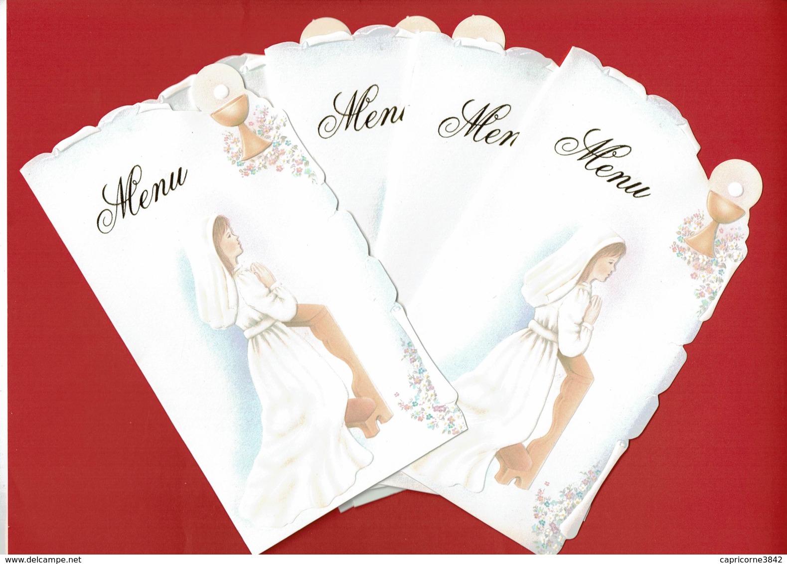 6 Cartes Pour Menu  D'un Repas De Communion FILLE - Communion