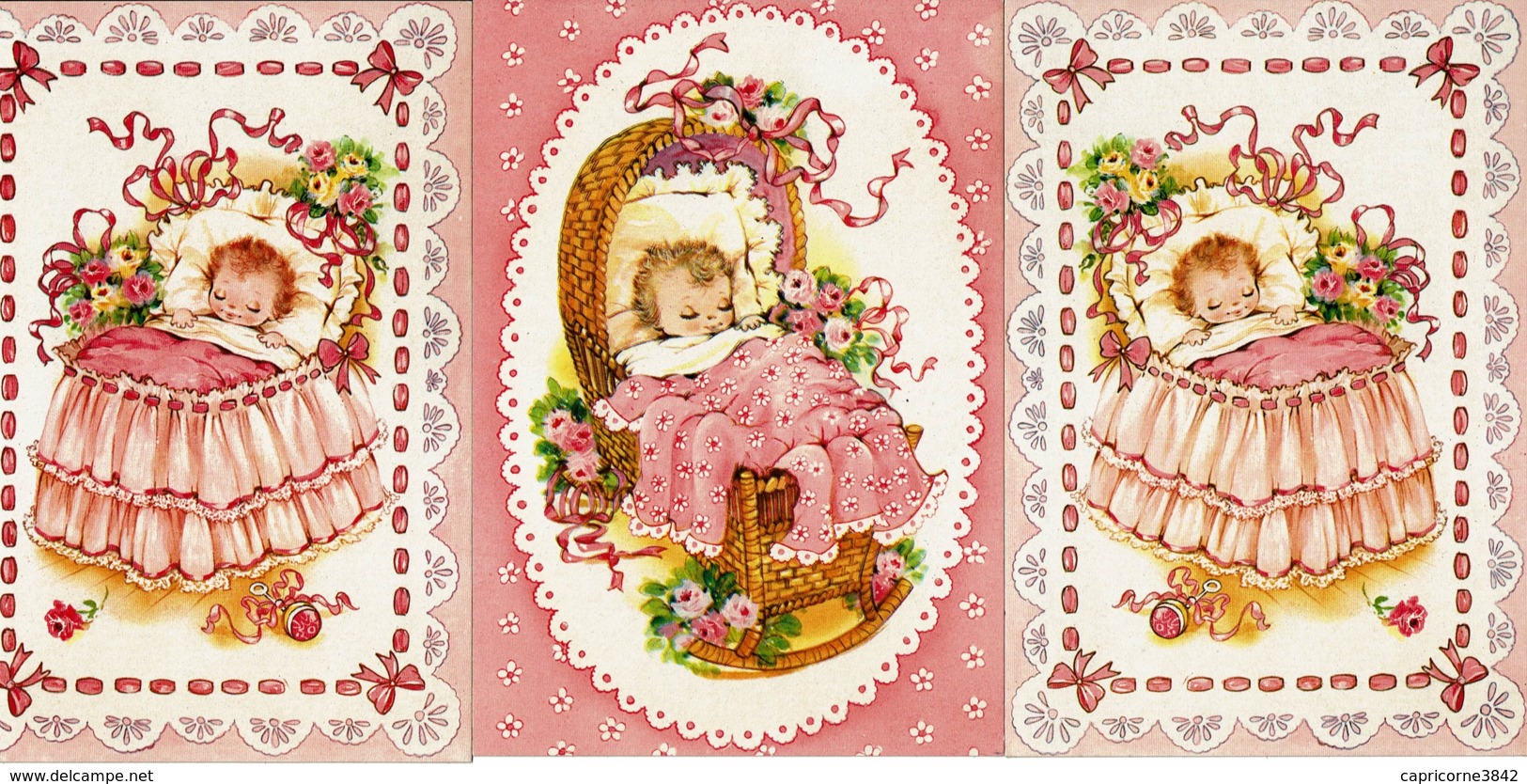 3 Cartes Postales - Naissance D'une FILLE - Editions Rotacolor N° R 583 - Geboorte & Doop