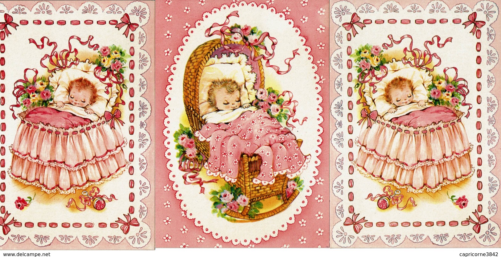 3 Cartes Postales - Naissance D'une FILLE - Editions Rotacolor N° R 583 - Birth & Baptism