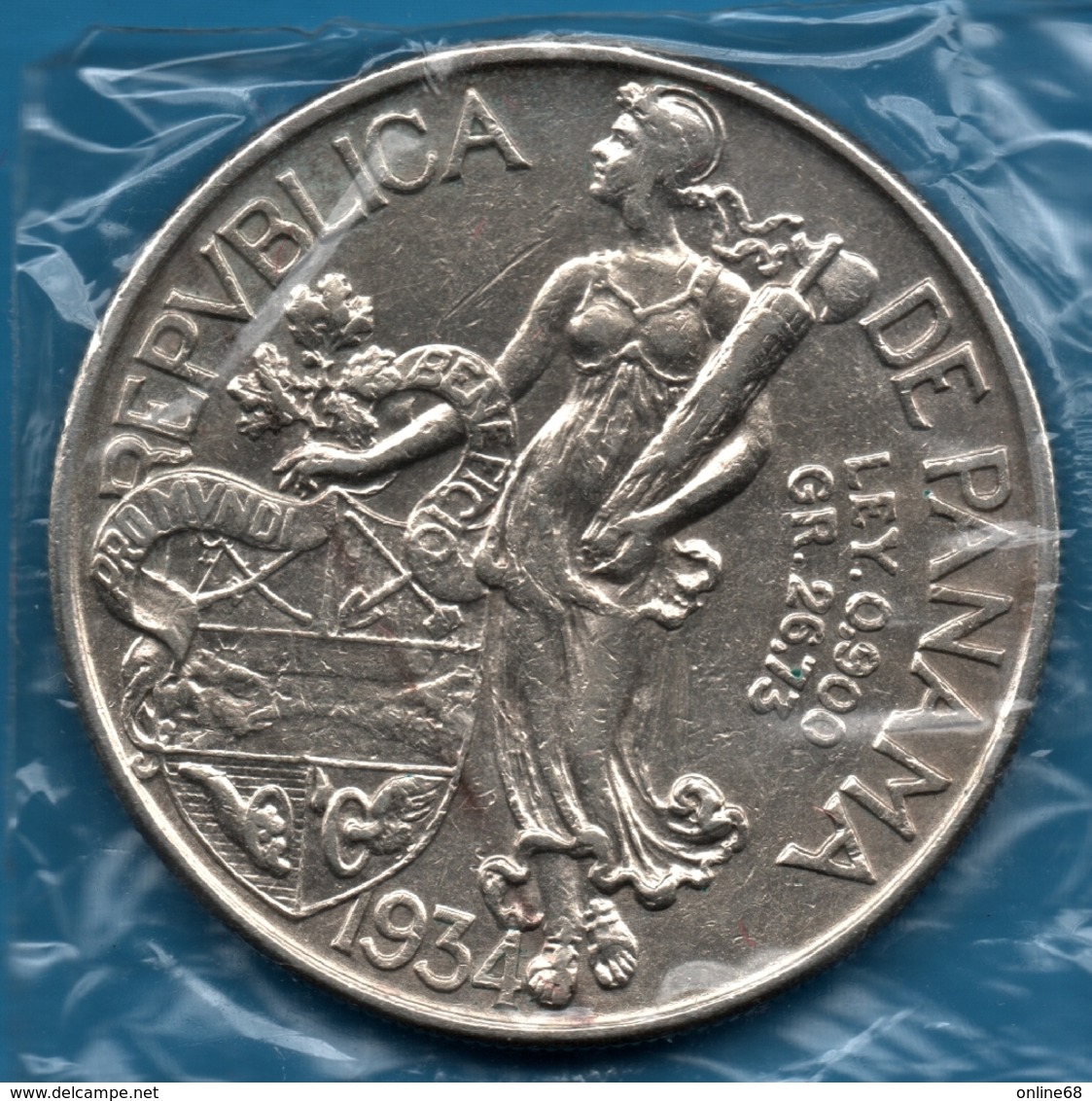 PANAMA 1 BALBOA 1934 ARGENT Silver 0.900 KM# 13 - Panama