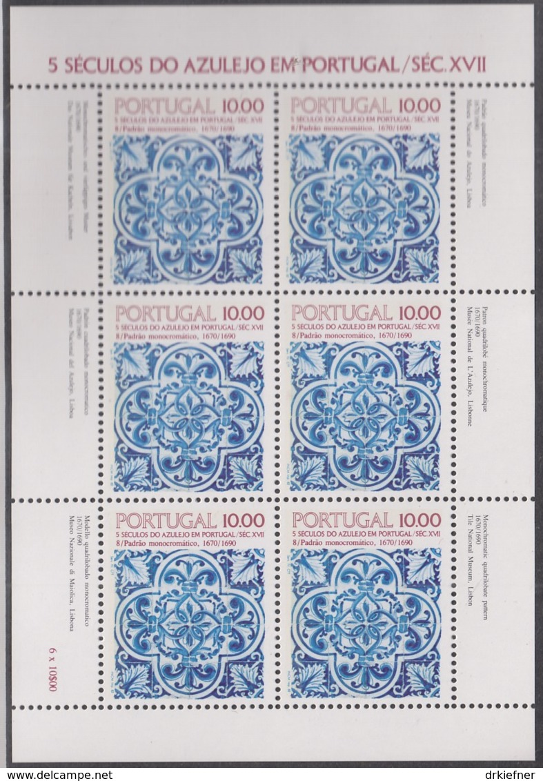 PORTUGAL  1582, Kleinbogen,postfrisch **, 500 Jahre Azulejos In Portugal, 1982 - Blocs-feuillets